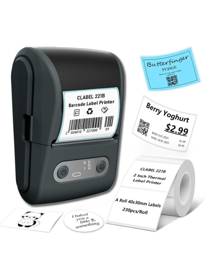 Mini Potable Pocket Wireless Smart Inkless POS Thermal Label Paper Printer 58mm Black - Image 2